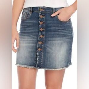 Indigo Rein Wash Button Front Denim Blue Jean Skirt Women
Size 7
